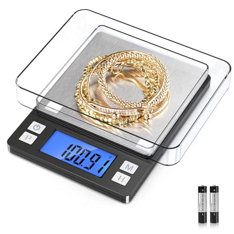 BOMATA Professional Jewelry Scale, 1kgx0.01g High Precision Digital Pocket Scale with Multiple Functions (Tare, Hold, Counting...), Ideal for Coin, Gold, Gemstones, Black