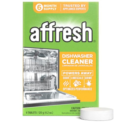 Affresh Dishwasher Cleaner, Helps Power Away Odor Causing Bacteria, Limescale, Mineral Deposits & Grime Inside Pump, Tub & Hoses, 6 Tablets, 6 Month Supply