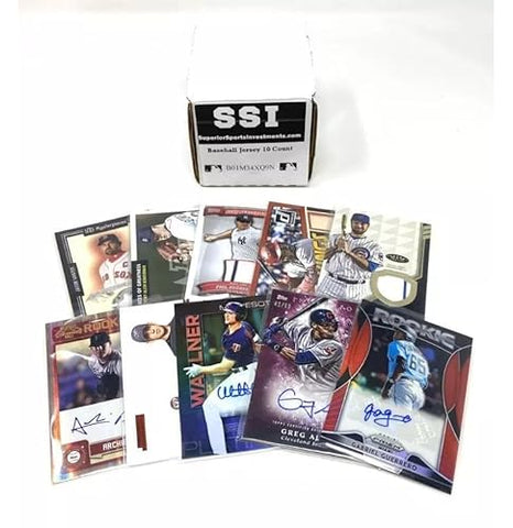 Baseball Card Relic Game Used Jersey Autograph Hit Lot w/ 10 Relic Autograph or Jersey Cards in every Box - Great PARTY FAVORS or GIFT for a Baseball Fan or Fanatic. Superior Sports Investments Exclusive