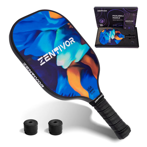 Lightweight Carbon Pickleball Paddles – USAPA Pickle Ball Paddles for Women, Men, Beginners & Intermediates | Gritty Surface, Stylish Design | 16mm Shock-Absorbing Core, Cushioned Grip (Blue)