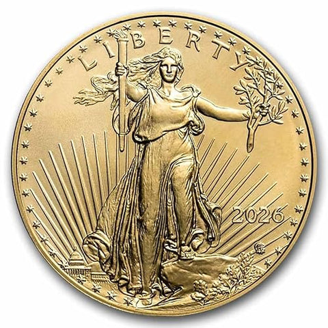 2026 - American Gold Eagle 1/10th oz Bullion Coin with Certificate of Authenticity $5 Seller Uncirculated