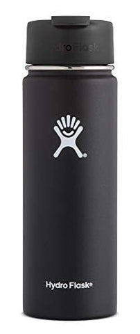 Hydro Flask 20 oz Travel Coffee Flask | Stainless Steel & Vacuum Insulated | Wide Mouth with Hydro Flip Cap | Black