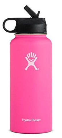 Hydro Flask 32 oz Water Bottle | Stainless Steel & Vacuum Insulated | Wide Mouth with Straw Lid | Flamingo