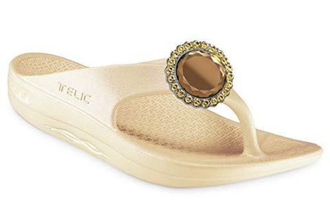 Telic Women ArchSupport Flipflops and LuxFeet Concho Jewelry Shoe … (8 M US Women / 7 M US Men, Beige)