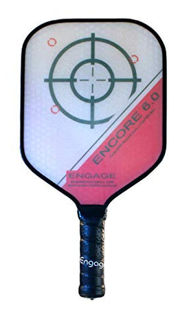Engage Encore 6.0 Pickleball Paddle | USAPA Approved | Textured FiberTEK High Compression Fiberglass Face & ControlPRO II Polymer Core | Standard Weight 7.8-8.3 oz | Red | 4 ââ Grip