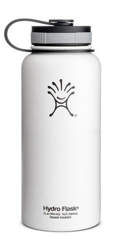 Hydro Flask Insulated Wide Mouth Stainless Steel Water Bottle, Arctic White, 32-Ounce
