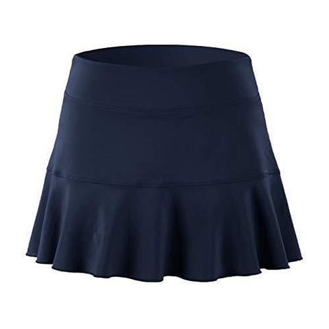 32e-SANERYI Women's Pleated Elastic Quick-Drying Tennis Skirt with Shorts Running Skort (Medium, Navy Blue)