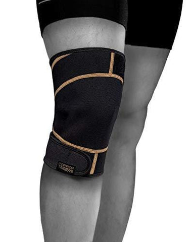 Copper Fit Unisex-Adult's Rapid Relief Knee Wrap with Hold/Cold Therapy, Black, One Size Fits All