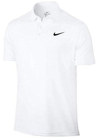 Nike Mens Court Dry Polo Team Tennis Shirt (Medium, White/White/Black)