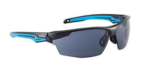 Bolle Safety Tryon Glasses with Smoke Lens, Black/Blue, Smoke