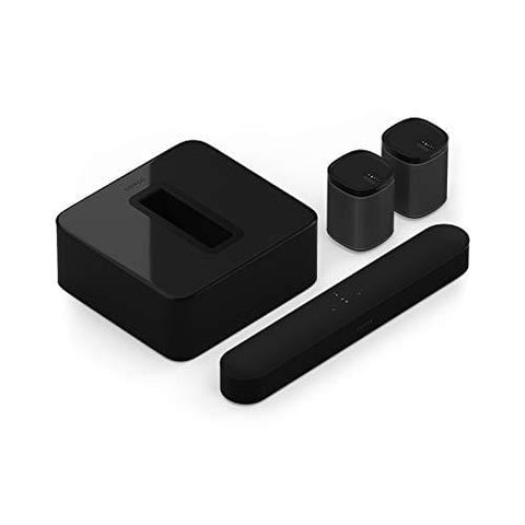Sonos 5.1 Surround Set - Home Theater System with All-New Beam (1 Item) Bundle with Sub (1 Item), Pair of Play:1 (2 Items) - Black