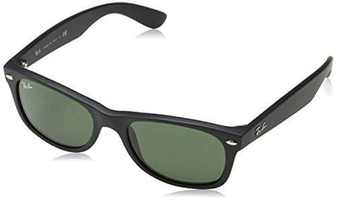 RAY-BAN New Unisex, 100% UV Protection, Polarized Wayfarer, Reduce Eye Strain, Lightweight Plastic, Glass Lenses, 52 mm Frame, Black (622), 52mm