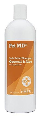 Pet MD - Oatmeal Dog Shampoo Cats and Dogs for Itch Relief and Moisturizer for Dry Skin and Coat - 16 Oz