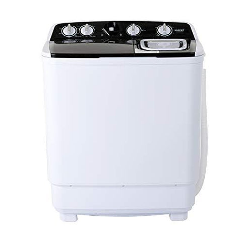 KUPPET Compact Twin Tub Portable Mini Washing Machine 21lbs Capacity, Washer(13lbs)&Spiner(8lbs)/Semi-Automatic (black)