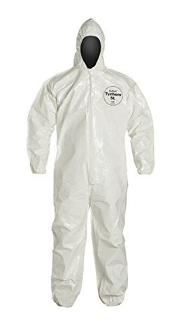 DuPont Tychem SL127B SL Disposable Coverall with Hood & Elastic Cuffs, White (4X-Large)