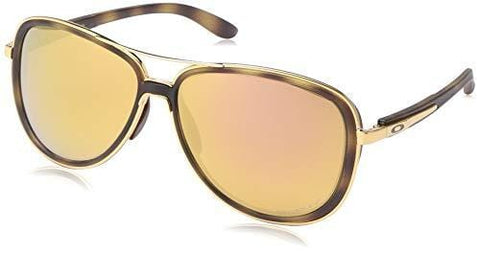 Oakley Women's Split Time Polarized Aviator Sunglasses, Brown Tortoise/Gold, 58.2 mm