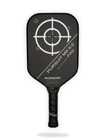 Engage Pursuit Pro MX 6.0 Pickleball Paddle – Elongated Shape, Raw T700 Toray Carbon Fiber Face, 16mm Control Pro “Black” Core, Vortex Barrier Edge Technology Limits Vibration – Standard Weight