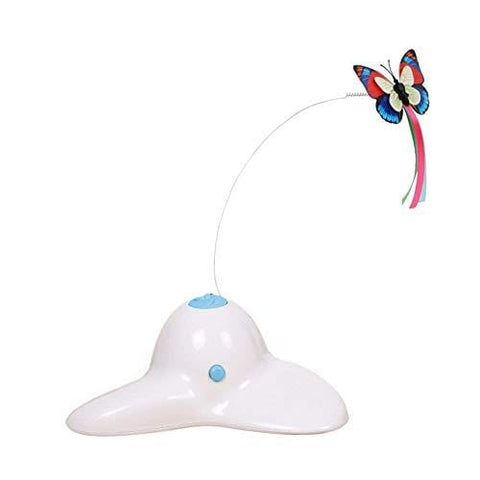 Zenes Butterfly Cat Toy - Electric Flutter Rotating Butterfly, Funny Cat Teaser Toy Two Replacement, White