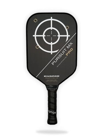 Engage Pursuit Pro MX Pickleball Paddle – Elongated Shape, Raw T700 Toray Carbon Fiber Face, 13mm Control Pro “Black” Core, Vortex Barrier Edge Technology Limits Vibration – Lightweight