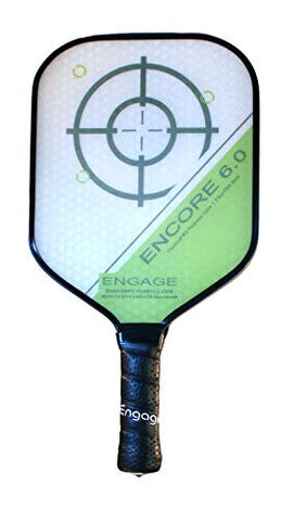 Engage Encore 6.0 Pickleball Paddle | USAPA Approved | Textured FiberTEK High Compression Fiberglass Face & ControlPRO II Polymer Core | Standard Weight 7.8-8.3 oz | Green | 4 ⅜” Grip