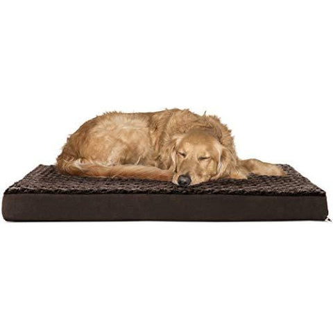 FurHaven Pet Dog Bed | Deluxe Orthopedic Ultra Plush Mattress Pet Bed for Dogs & Cats, Chocolate, Large