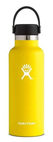 Hydro Flask 18 oz Water Bottle | Stainless Steel & Vacuum Insulated | Standard Mouth with Leak Proof Flex Cap | Lemon