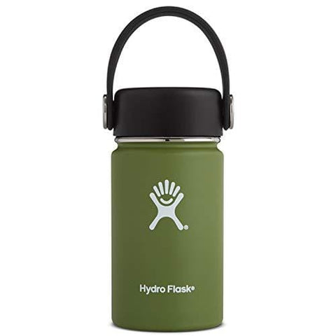 Hydro Flask 12 oz Wide Mouth Double Wall Vacuum Insulated Stainless Steel Leak Proof Sports Water Bottle, Wide Mouth with BPA Free Flex Cap, Olive