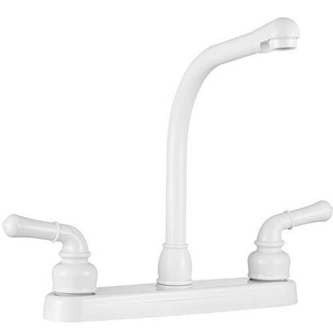 Dura Faucet - Kitchen Faucet for RV - Hi-Rise - Classical Levers - Recreational Vehicles, Motorhome, 5th (Fifth) Wheel, Travel Trailer Replacement Faucet (White)