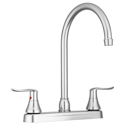 Dura Faucet Elegant J-Spout RV Kitchen Faucet - Brushed Satin Nickel - for Motorhomes, 5th Wheels, Trailers, and Campers - New 2019 Model