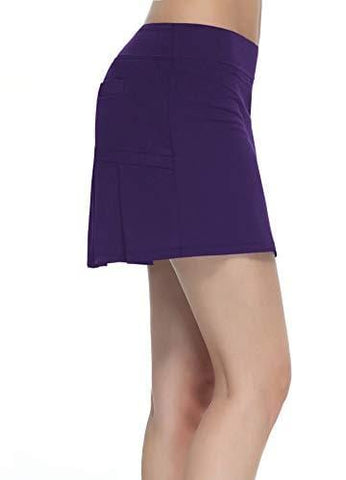 Women's Workout Active Skorts Sports Tennis Golf Skirt Built-in Shorts Casual Workout Clothes Athletic Yoga Apparel Deep Purple