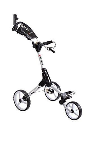 Cube CART 3 Wheel Push Pull Golf CART - Two Step Open/Close - Smallest Folding Lightweight Golf CART in The World - Choose Color! (White/White)