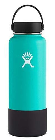 Hydro Flask Wide Mouth Stainless Steel Sports Water Bottle Matching BPA Free Flex Cap and Soft Silicone Flex Boot (Mint)