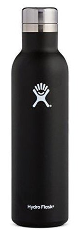 Hydro Flask 25 oz Wine Bottle | Stainless Steel & Vacuum Insulated | Leak Proof Cap | Black