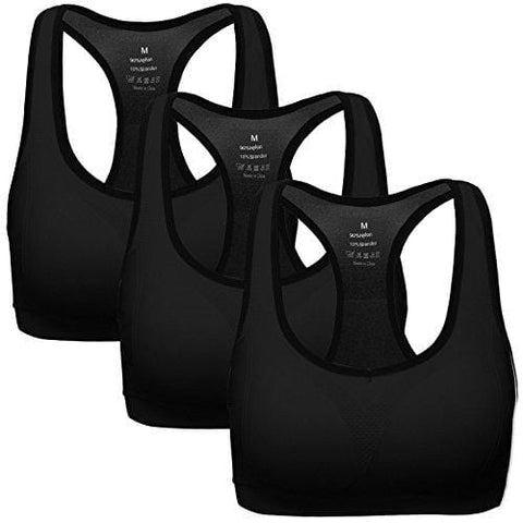 MIRITY Women Racerback Sports Bras - High Impact Workout Gym Activewear Bra Color Black Size M