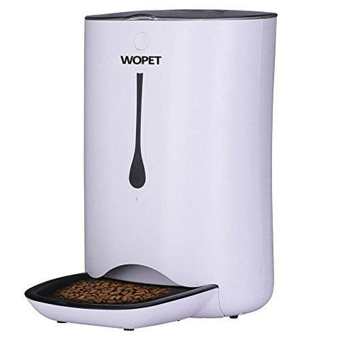WOpet 7L Automatic Pet Feeder Food Dispenser for Cats and Dogs-Features: Distribution Alarms, Portion Control, Voice Recorder, Programmable Timer for up to 4 Meals per Day