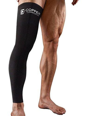 Copper Compression Full Leg Sleeve - Guaranteed Highest Copper Sleeves & Pants. Single Leg Pant/Tights Fit for Men and Women. Copper Knee Brace/Thigh/Calf Support Socks. Basketball, Arthritis (XL)