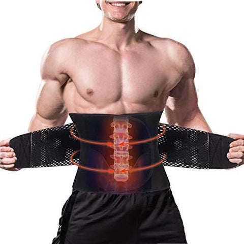 LODAY Back Brace Lumbar Support Belt with Dual Adjustable Support Straps Fast Lower Back Pain Relief (Black, XL)