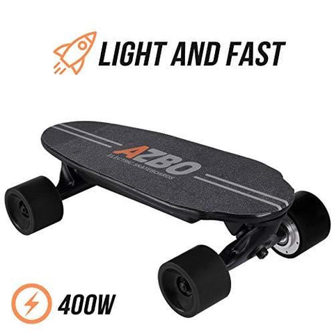 AZBO Portable Mini Electric Skateboard with Remote Control 400W Motor UL2272 Certified Motorized C9 Skateboard with Wireless Remote | 11 MPH Top Speed Electric Longboard