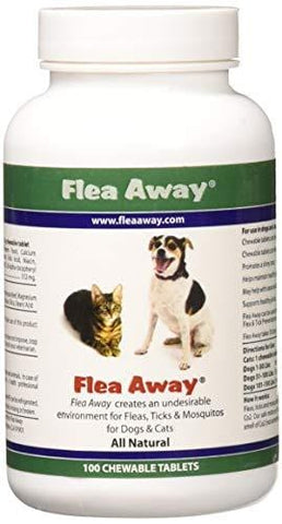 Flea Away All Natural Flea, Tick, Mosquito Repellent for Dogs & Cats, 100 Chewable Tablets, Single
