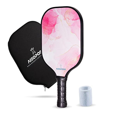 Aieoposo Pickleball Paddles, Pink Pickleball Gift, USAPA Standard Fiberglass Pickleball Rackets with Wristband, Pickleball Racquet Cover - Pickleball Set for Women, Beginners and Intermediate Player