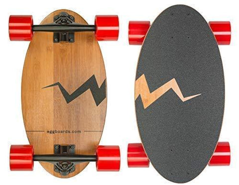 Eggboards Mini Longboard Cruiser Skateboards - Small Board for Adults and Kids with Wide Skateboard Deck 19 Inch in Bamboo Wood and Large Longboards Wheels