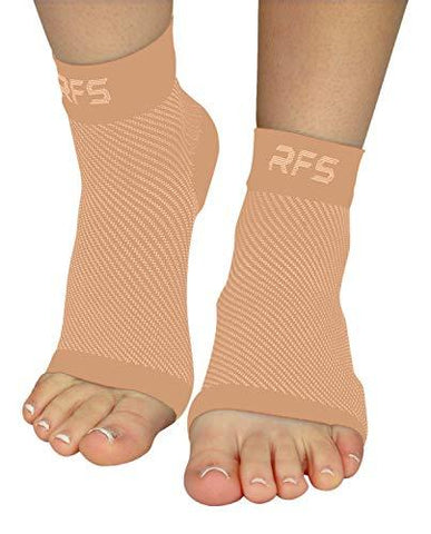 Plantar Fasciitis Foot Compression Sleeves for Injury Rehab & Joint Pain. Best Ankle Brace - Instant Relief & Support for Achilles Tendonitis, Fallen Arch, Heel Spurs, Swelling & Fatigue (Beige, MED)