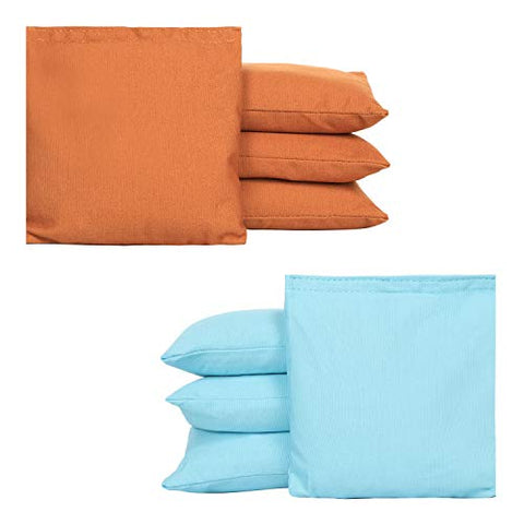 UKASE Set of 8 Cornhole Bean Bags Made with Regulation Duck Cloth Cornhole Bag Baby Blue and Coffee