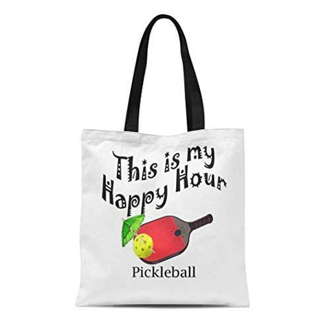 Ablitt Tote Bag Shoulder Bags Canvas Pickle Pickleball This Is My Happy Hour Ball Grocery bag Women's Handle Shoulder Tote Shopper Handbag