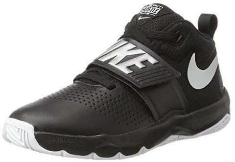 Nike Boys' Team Hustle D 8 (GS) Basketball Shoe, Black/Metallic Silver - White, 4Y Youth US Big Kid