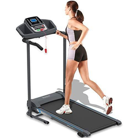 SereneLife Electric Folding Treadmill Exercise Machine - Smart Compact Digital Fitness Treadmill Workout Trainer w/Bluetooth App Sync, Manual Incline Adjustment, for Walking, Running, Gym SLFTRD20