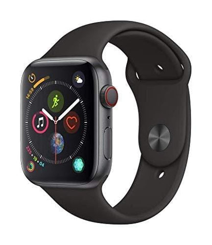 Apple Watch Series 4 (GPS + Cellular, 44mm) - Space Gray Aluminium Case with Black Sport Band (Renewed)