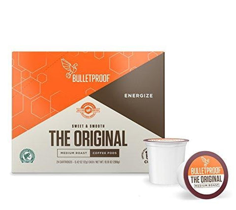 Bulletproof The Original Roast Coffee Pods, Premium Medium Roast Organic Beans, Single-Serve K Cups, Works With Keurig 2.0 (24 Count)