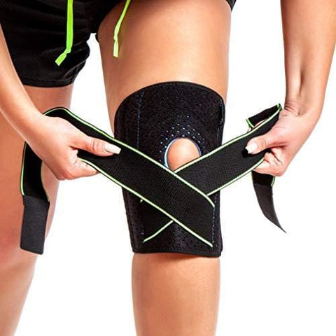 Knee Brace Support - Adjustable Open Patella Stabilizer for Arthritis, Meniscus Tear, ACL, Running, Basketball, Sports, Athletic, MCL & Runners - Compression Sleeve Brace for Men & Women