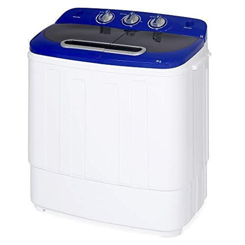 Best Choice Products Portable Compact Lightweight Mini Twin Tub Laundry Washing Machine and Spin Cycle for Camping, Dorms, Apartments w/Hose, 13lbs Load Capacity - White/Blue